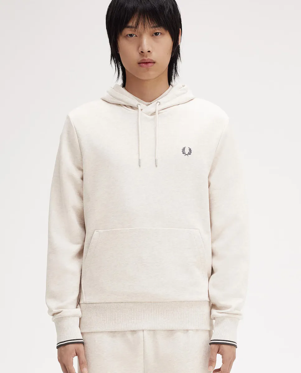 

Мужская толстовка с капюшоном и отделкой из двух полосок Fred Perry, бежевый