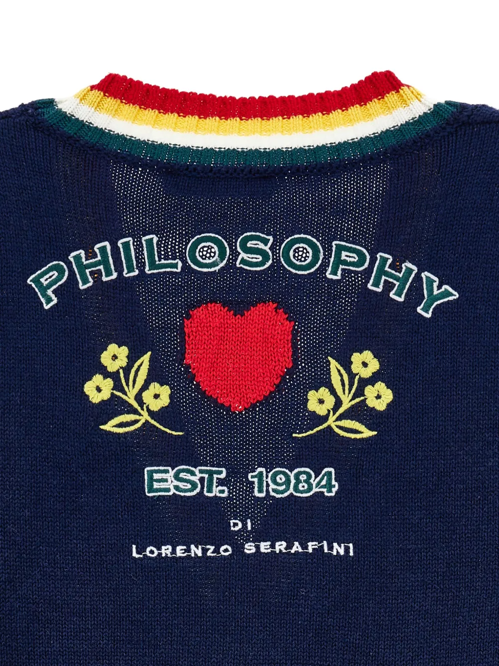 Полосатый вышитый кардиган Philosophy Di Lorenzo Serafini Kids, синий — фото 4