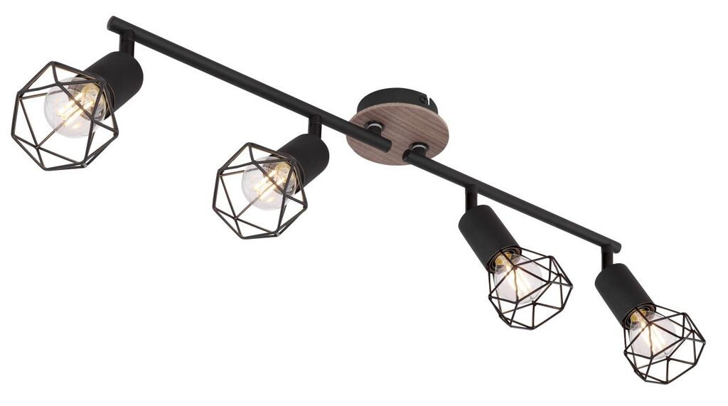 

Прожектор Globo Lighting черный металл, коричневое дерево, черный металл, подвижный, ДхШхВ: 600х100х215мм, без 4x E14 40Вт 230В