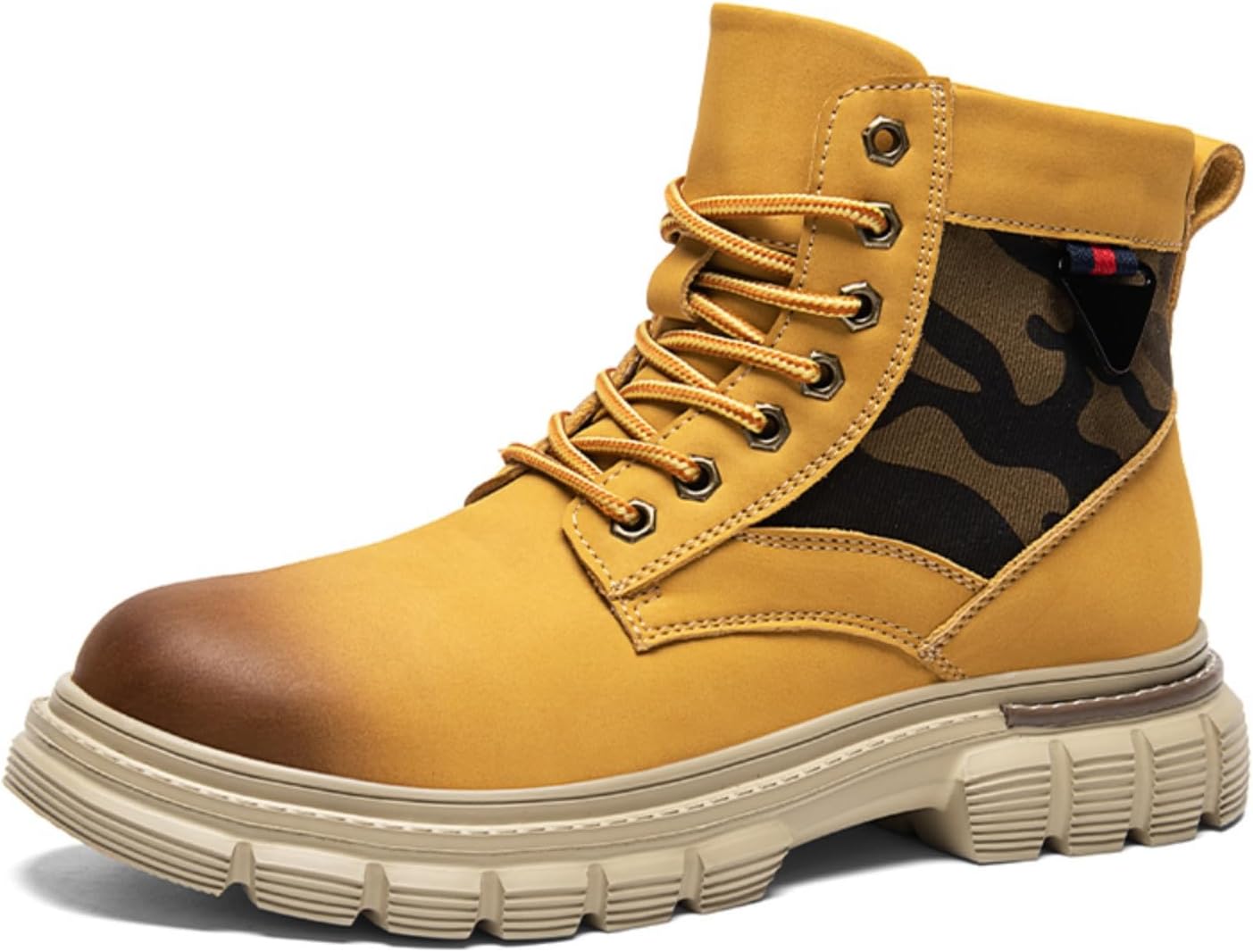 

Мужские желтые камуфляжные ботинки с акцентом, стильные ботинки на шнуровке до щиколотки с прочной подошвой Aokisx