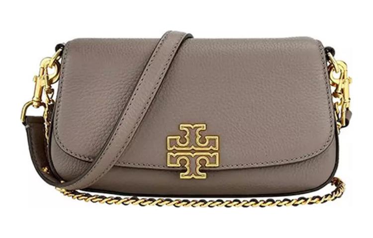 

TORY BURCH Кожаная сумка через плечо Britten компактная женская серая