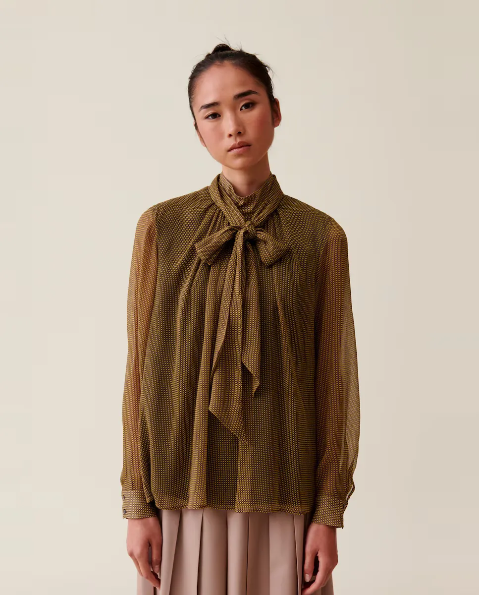 

Струящаяся женская блузка с бантом на шее Claudie Pierlot, желтый