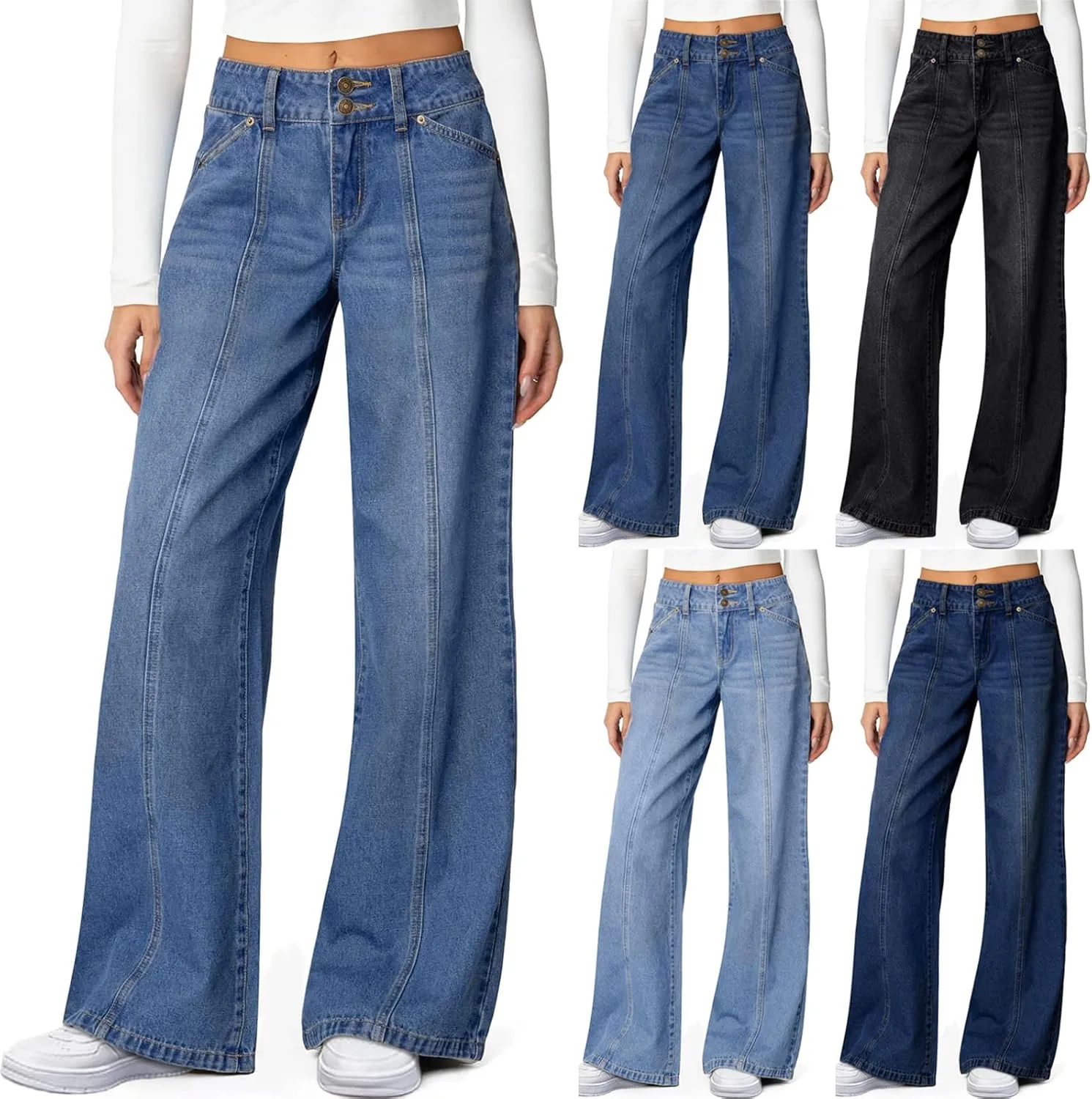 

Женские джинсы baggy high waisted wide leg с карманами