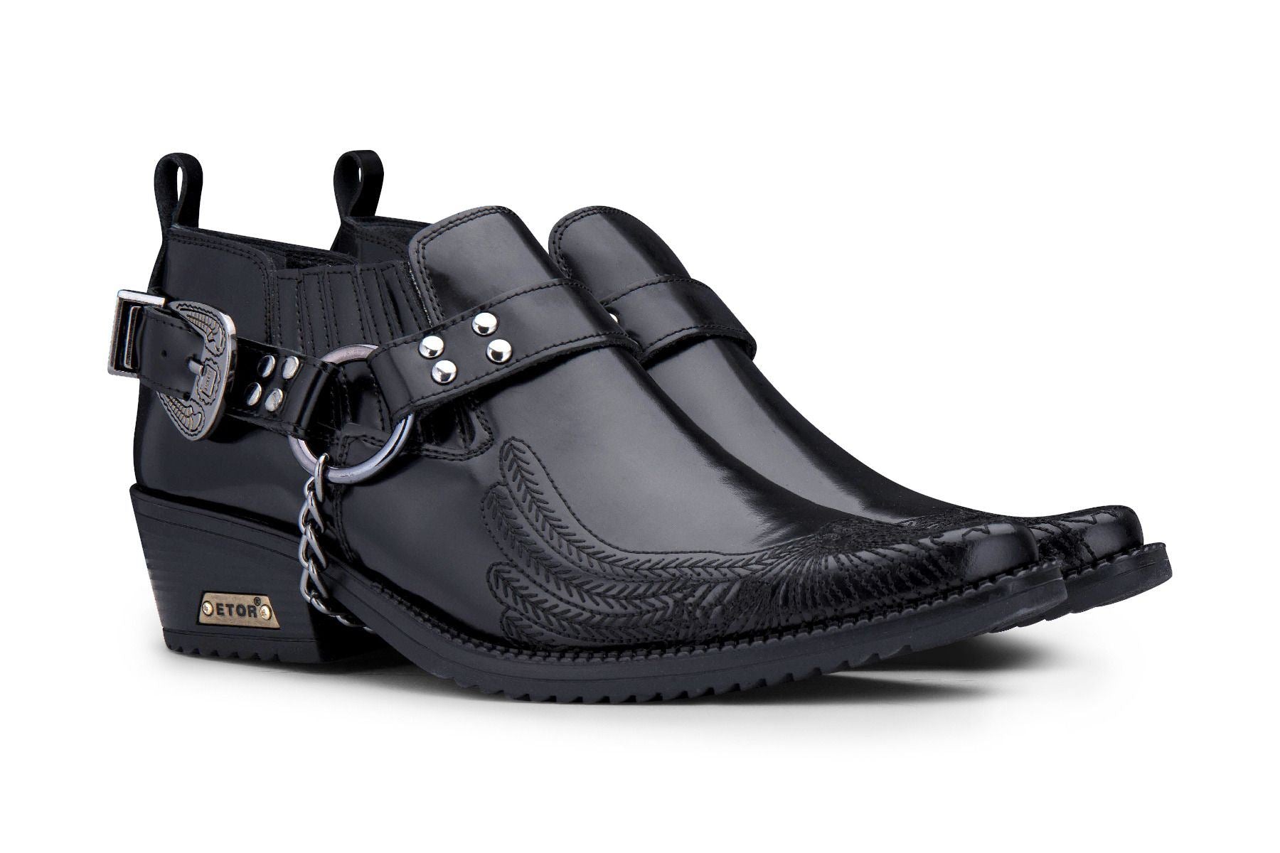 Мужские ковбойские туфли Black Eagle с кубинским каблуком из кожи Infinity Leather — фото 3