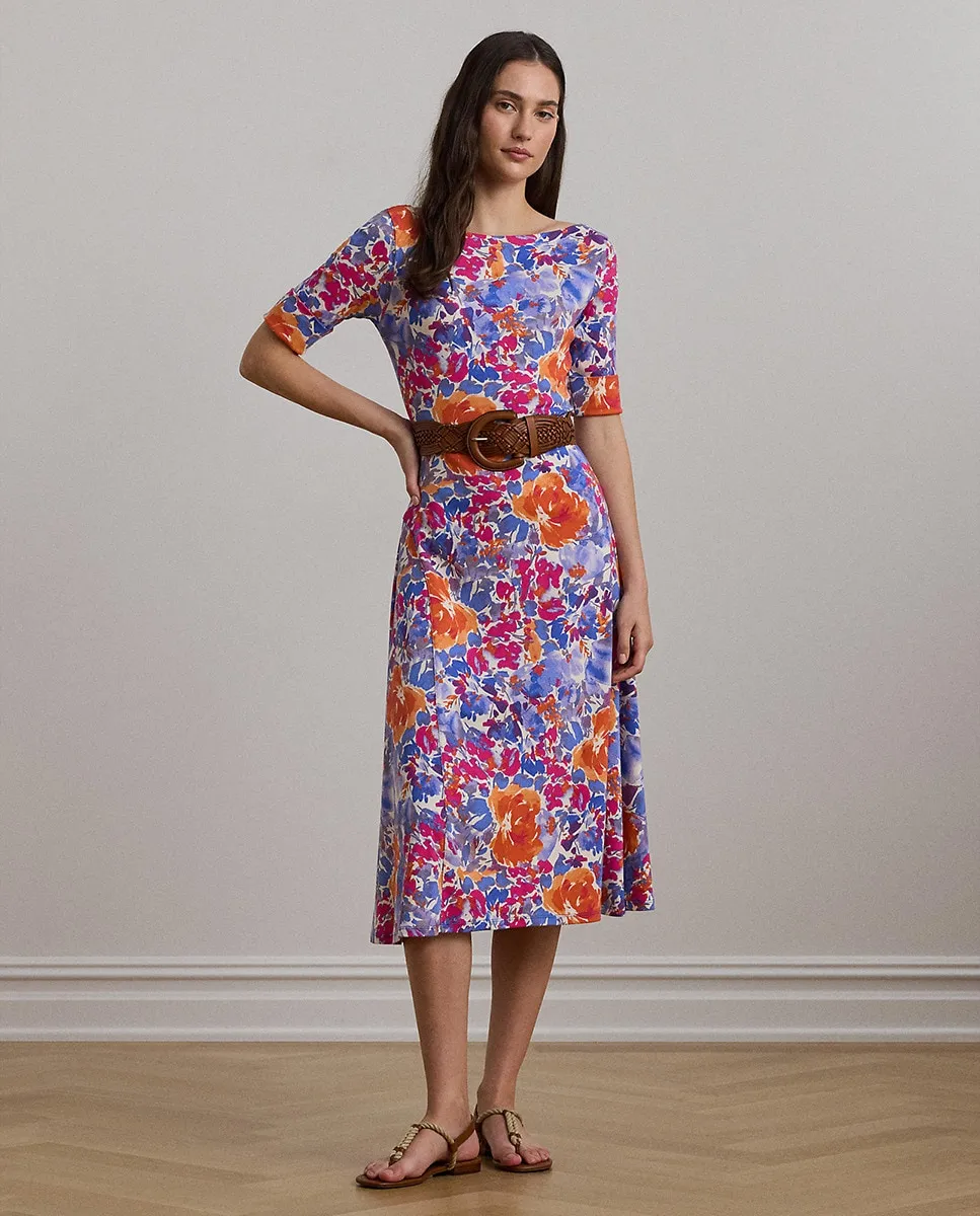 

Платье миди из хлопка длиной до локтя Lauren Ralph Lauren, белый