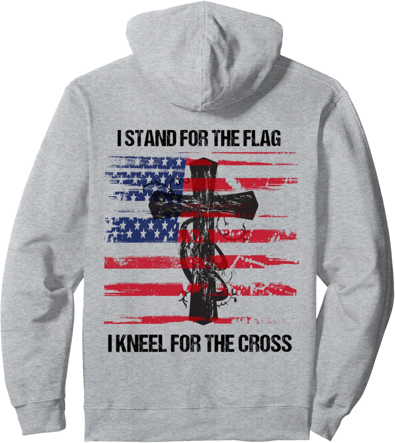 

Гордая цитата США на обороте. Худи с изображением американского флага, креста и американского креста Stand For The Flag And Kneel For The Cross Shirts, серый