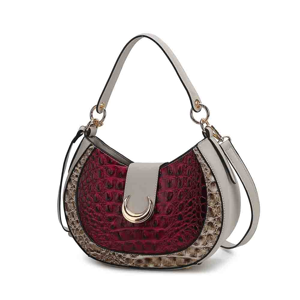 

Jain Luxe сумка через плечо с тиснением под крокодила, просторная и вне времени MKF, фуксия