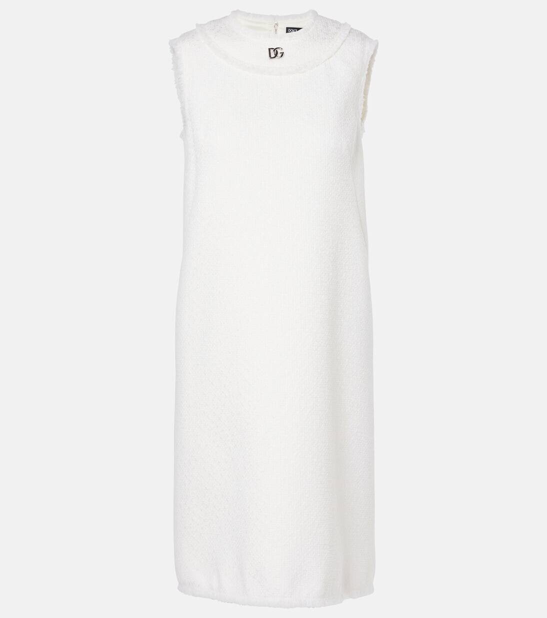 

Платье-трапеция из твида с добавлением шерсти DG Dolce&Gabbana, цвет bianco panna chiaris