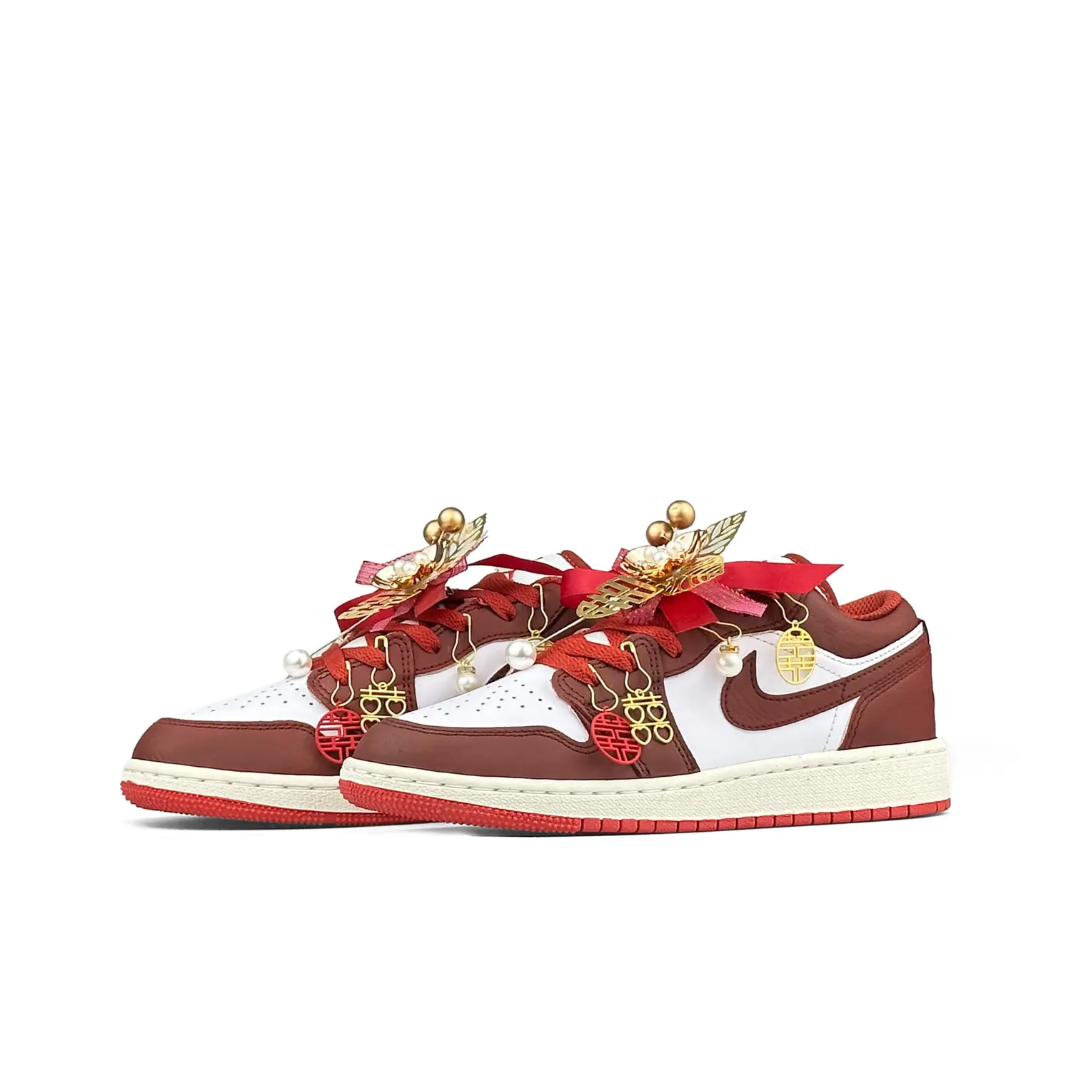Air 1 устойчивые к истиранию низкие баскетбольные кроссовки unisex Jordan, красный — фото 4