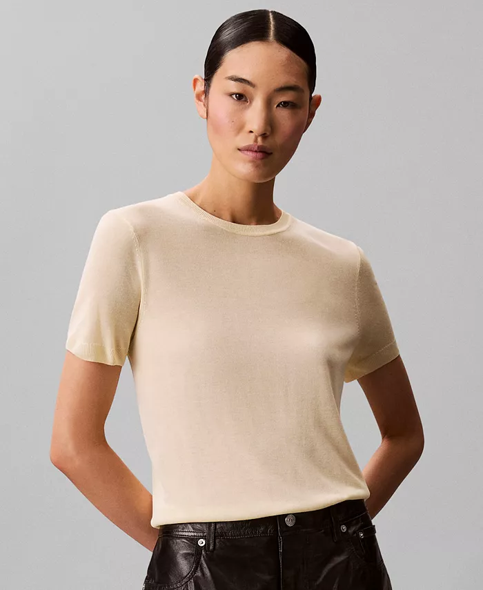 

Женский тонкий свитер с короткими рукавами Calvin Klein, оранжевый