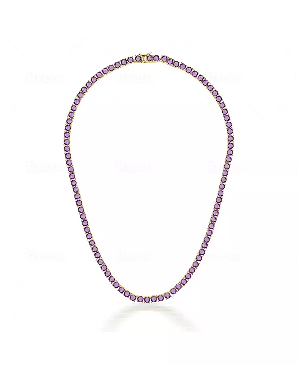 

Теннисное ожерелье из стерлингового серебра с кубическим цирконием 3 мм Genevive, purple