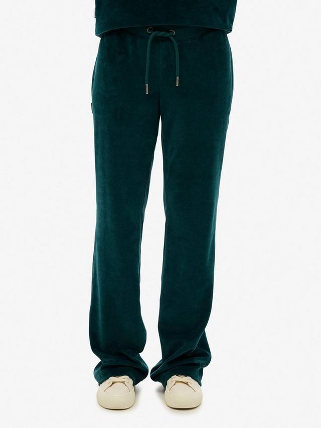 Вельюровые широкие спортивные брюки Superdry, Dark Pine Green — фото 4