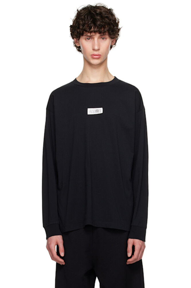 

Черная футболка с длинным рукавом и нашивками MM6 Maison Margiela