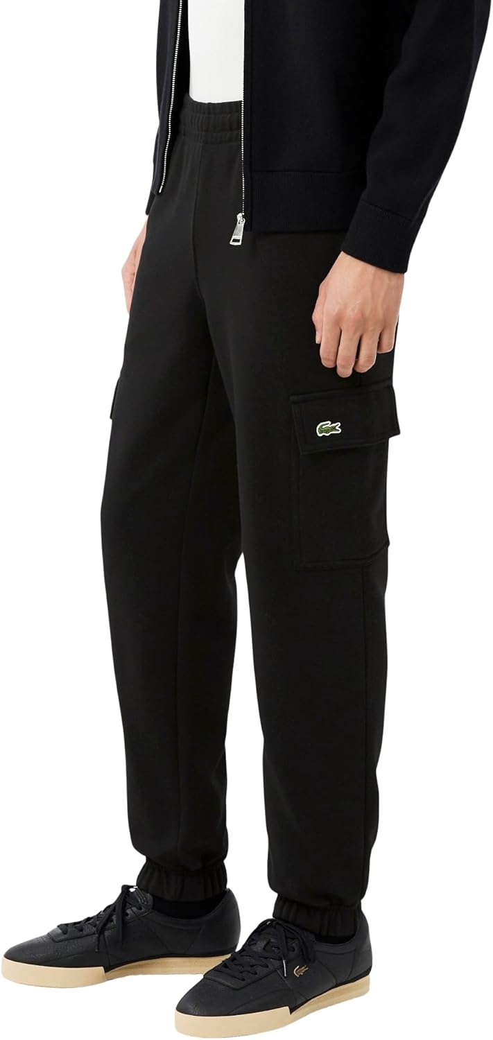 Мужские спортивные брюки-карго Lacoste стандартного кроя из неворсистого флиса., Black — фото 2