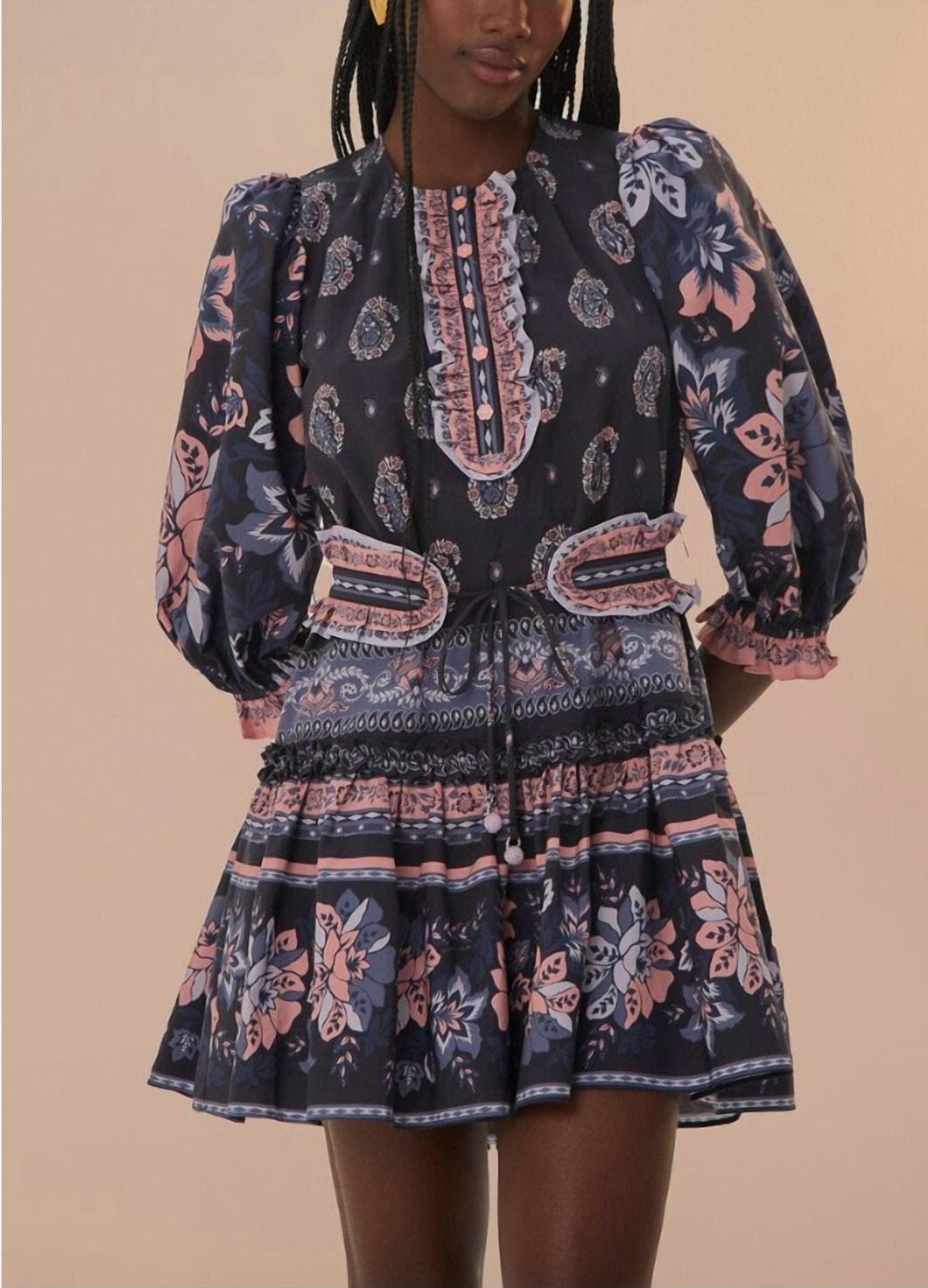 

Платье Blue Ayla Mini в синем мультиколоре FARM Rio