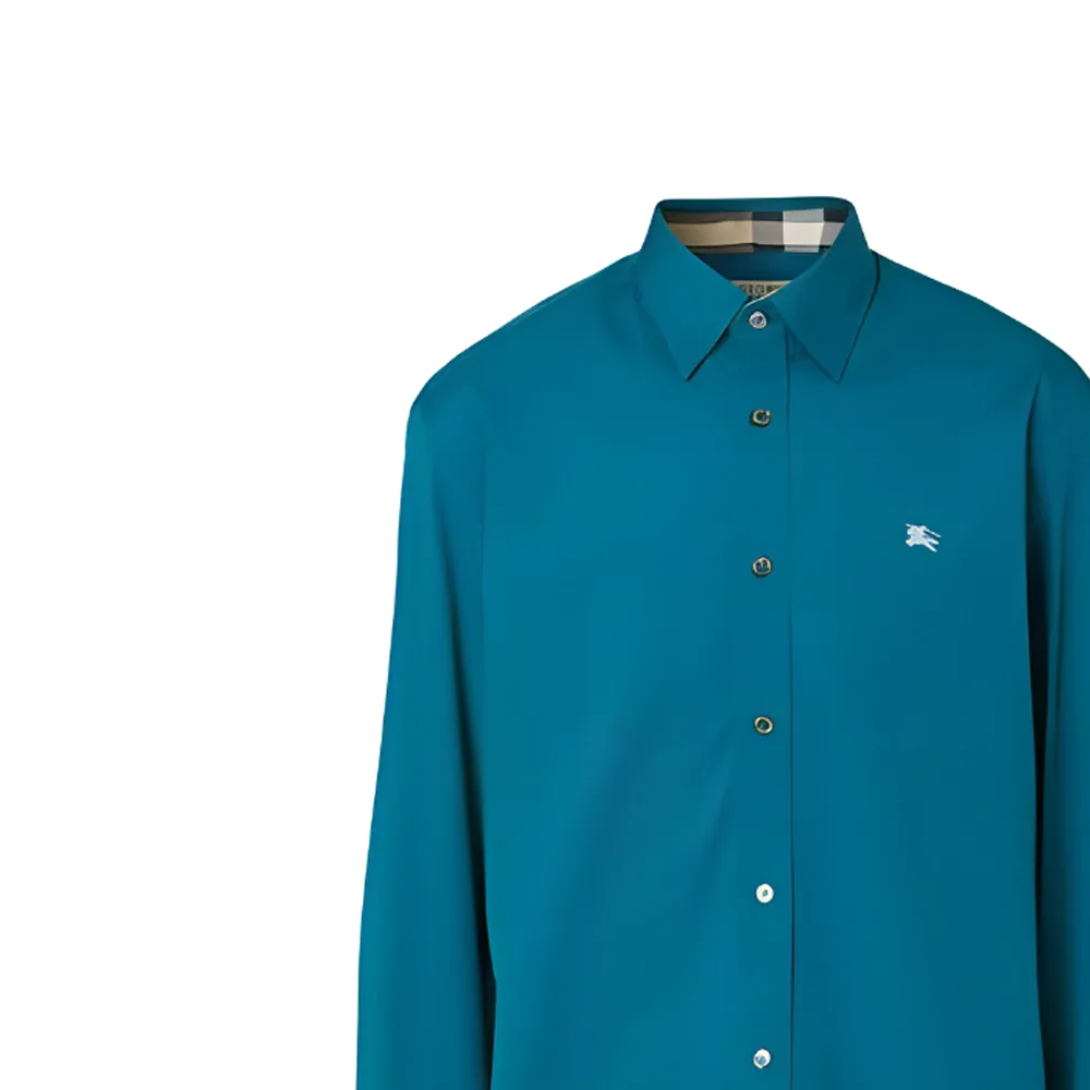 Рубашка мужская Burberry Teal Lapel Moderate Others, бирюзовый — фото 4