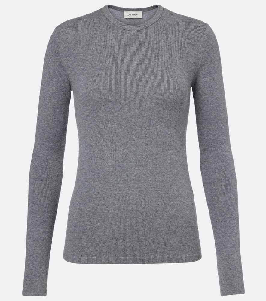 

Вязаный топ Vivian из хлопка и кашемира Lisa Yang, Deep Cloud