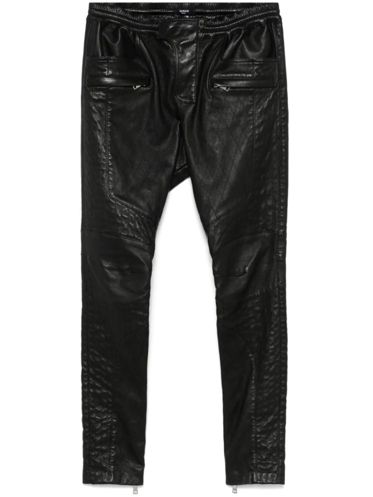

Balmain стеганые кожаные брюки, черный