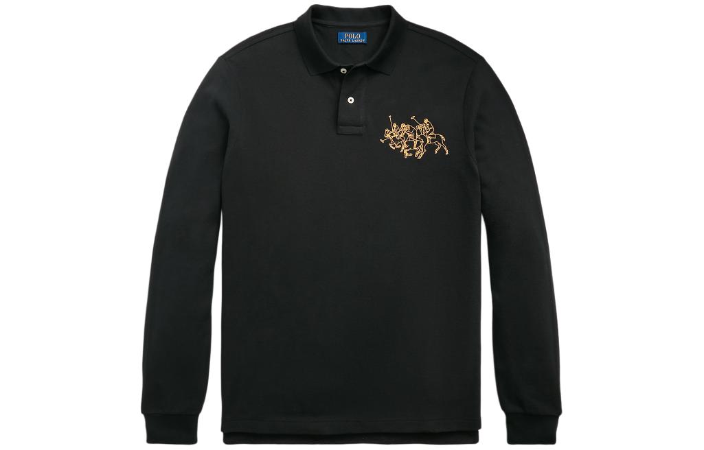 Футболка-поло с тройной лошадкой на китайский новый год Polo Ralph Lauren, черный — фото 3