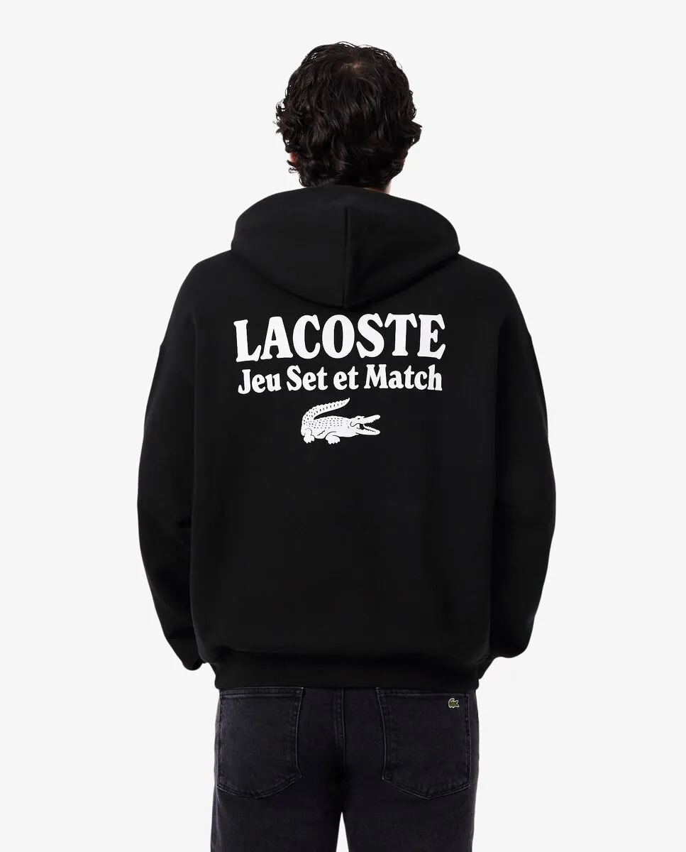 Мужская толстовка с капюшоном с множественными белыми принтами Lacoste — фото 2