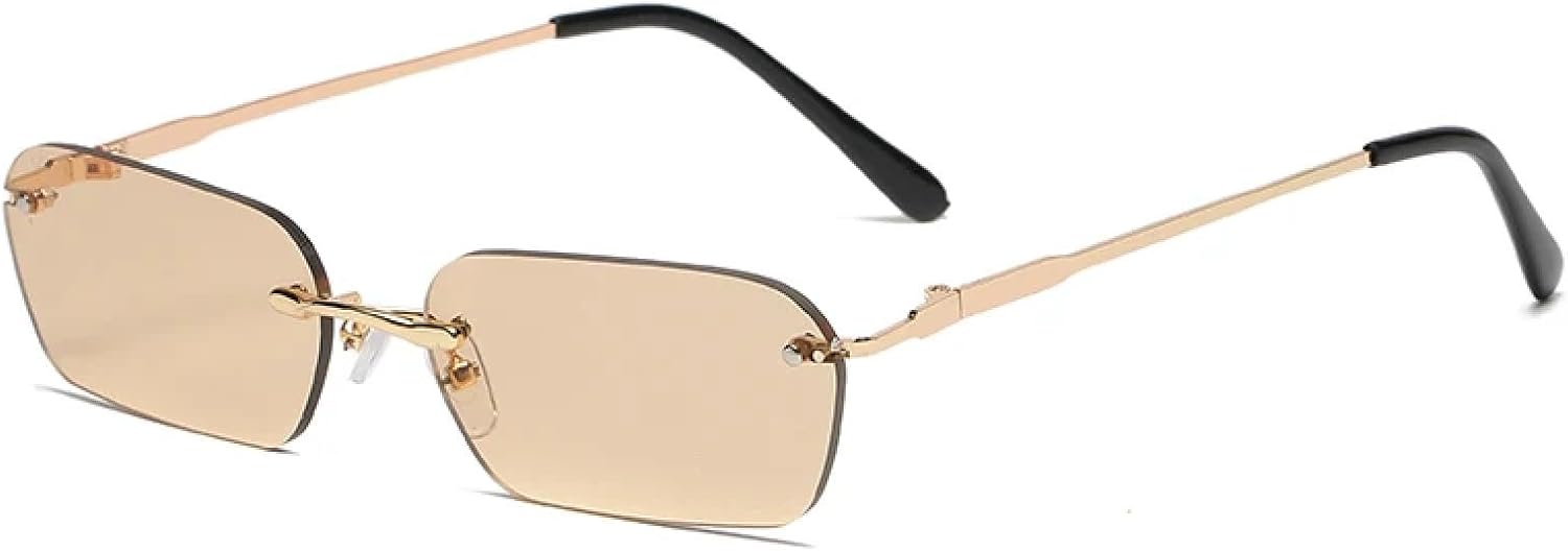 

Солнцезащитные очки с защитой от УФ-излучения UV400 | Без оправы, прозрачные линзы, стиль панк | Для женщин и мужчин, для занятий спортом на открытом воздухе и вождения DSVIGF, Brown