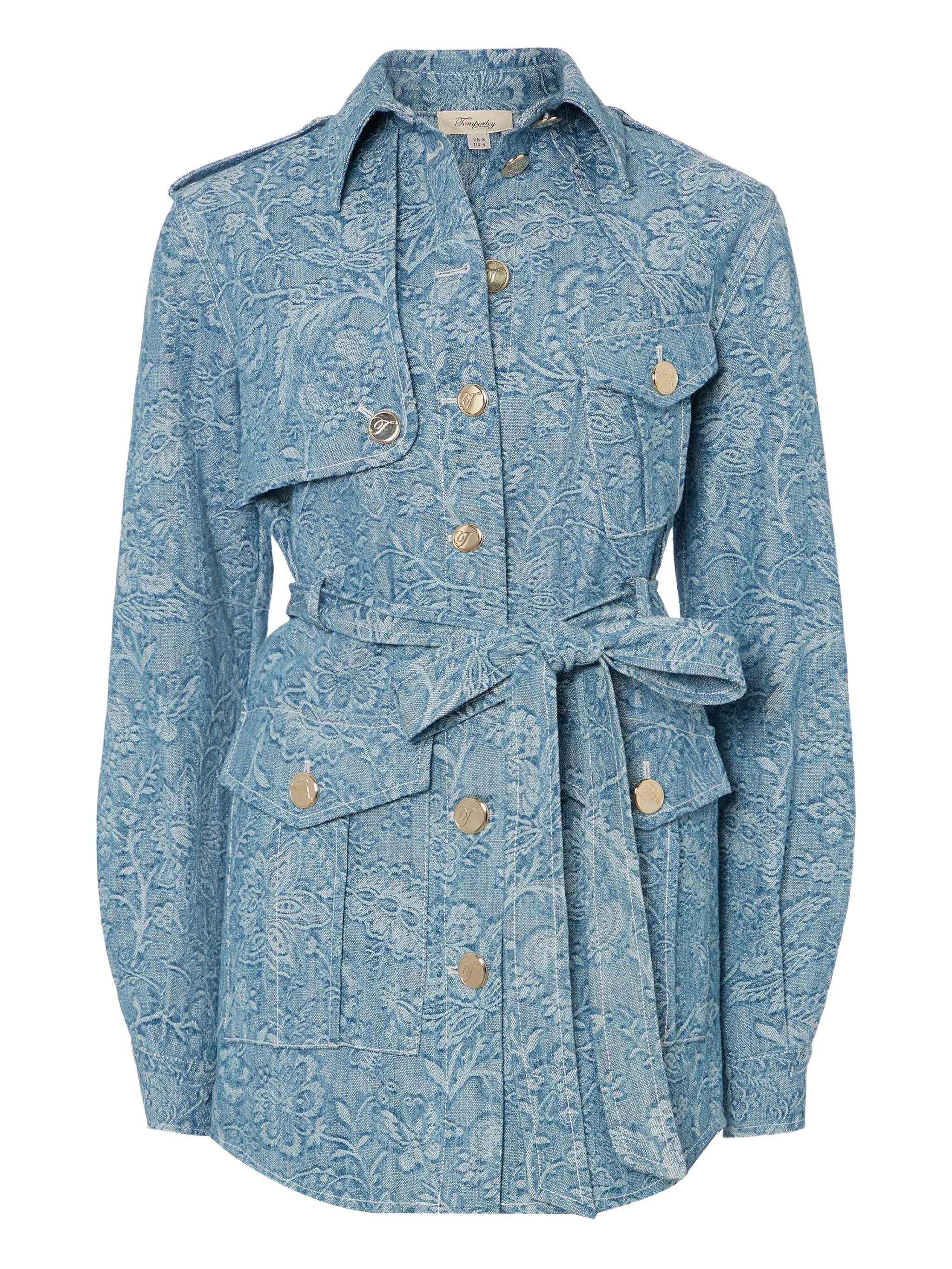 

Джинсовая куртка с поясом и цветочным принтом Temperley London, синий