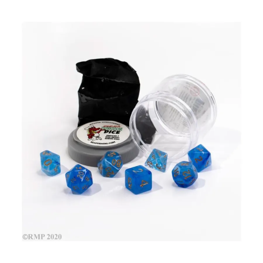 

Набор счастливых кубиков — синий драгоценный камень (7), Pizza Dungeon Dice