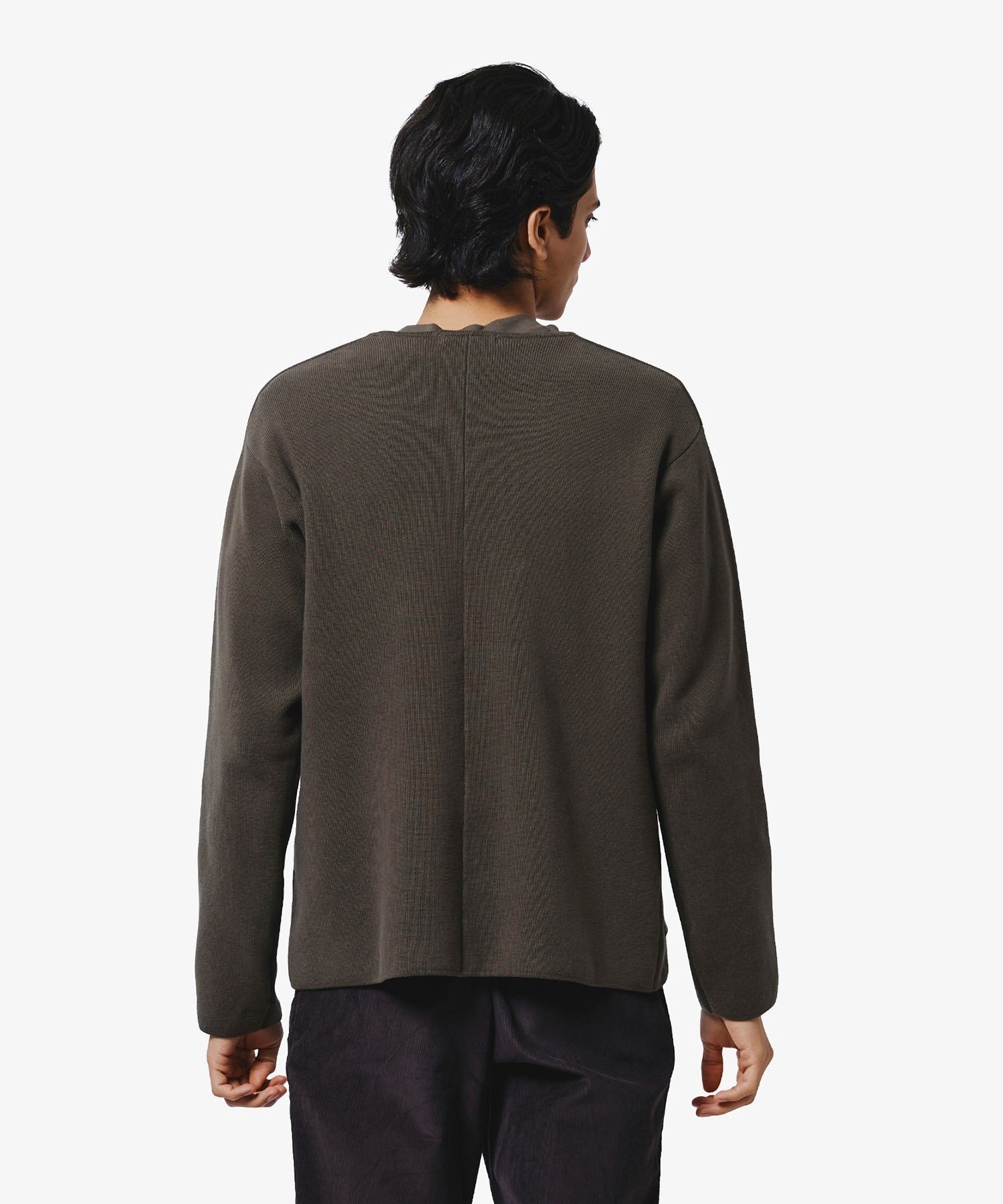 Кардиган из трикотажа в рубчик в миланском стиле LACOSTE, Dark Brown — фото 2