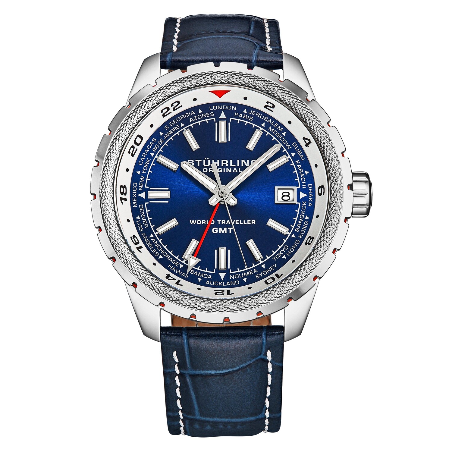 

Часы Global Voyager 1014 GMT 42 мм с мировым таймером STÜHRLING Original, синий