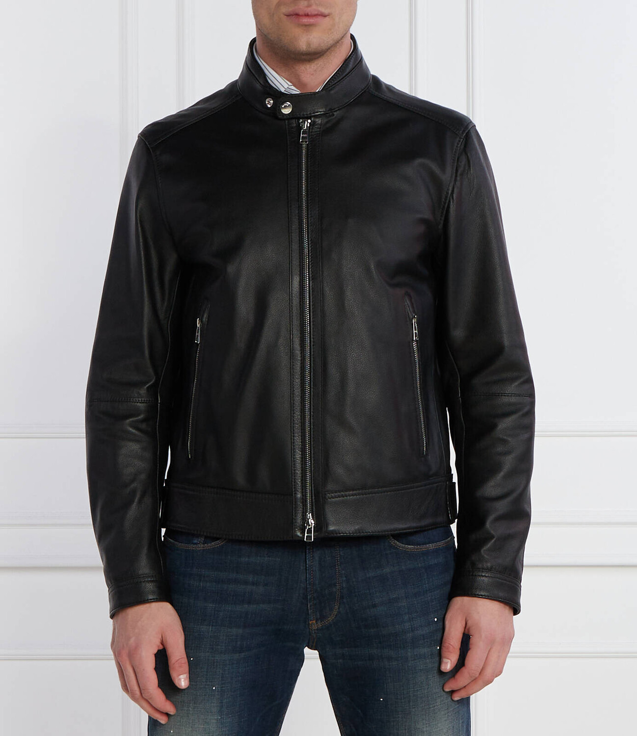 

Кожаная куртка BOSS BLACK Mansell1 Regular Fit, черный