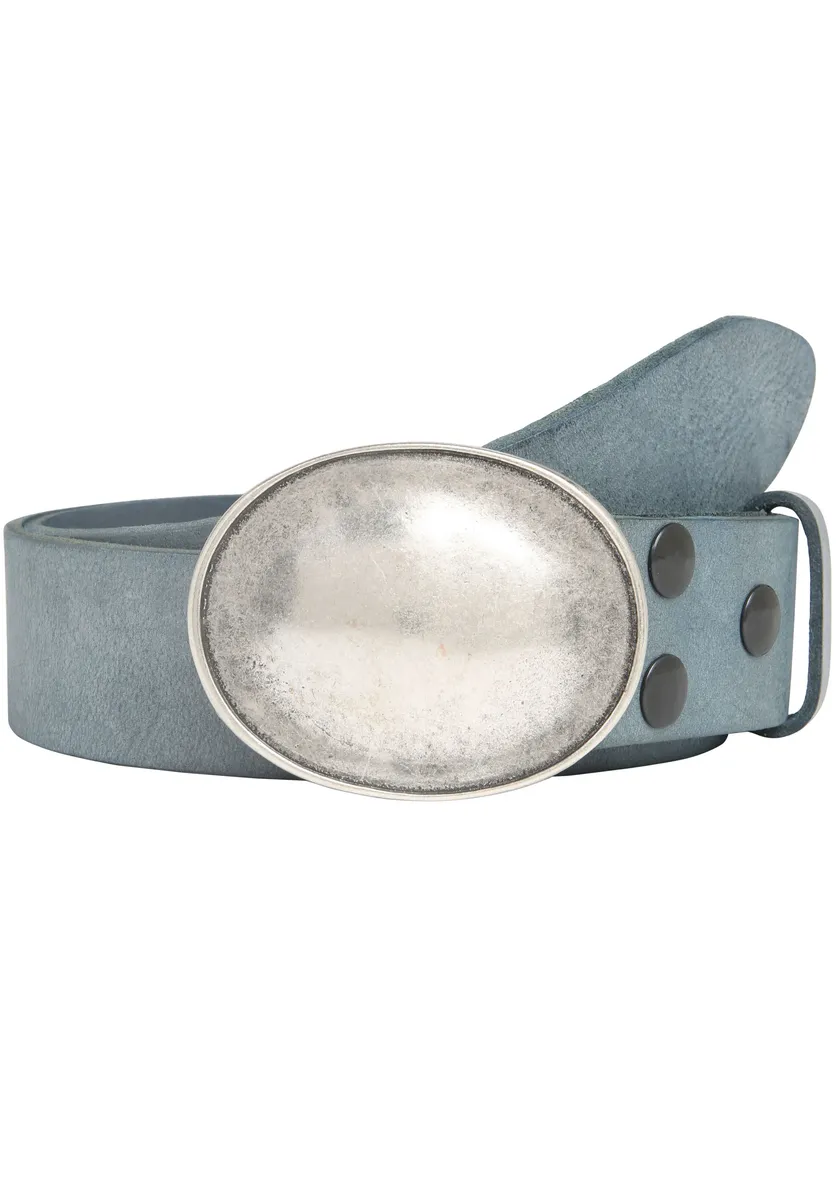 

Кожаный ремень LIFEBURG by showroom 019° со сменной застежкой "Oval Curved Silver" Rettungsring By Showroom 019°, джинсовый