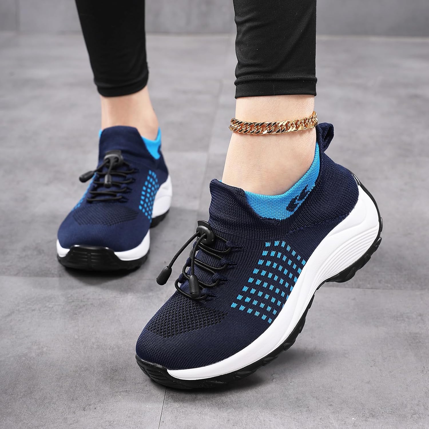 Комфортная обувь Orthowear для женщин и мужчин, ортопедические кроссовки, модная обувь Comfortwear, ортопедическая обувь для женщин, удобная при плантарном фасциите, с воздушной подушкой, дышащие, с мягкой амортизацией Kvotuu, синий — фото 2