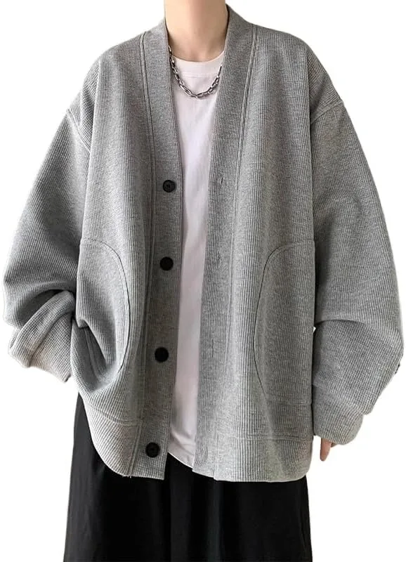 

Мужской кардиган Casual Solid Button Down Crewneck Uohuangjia