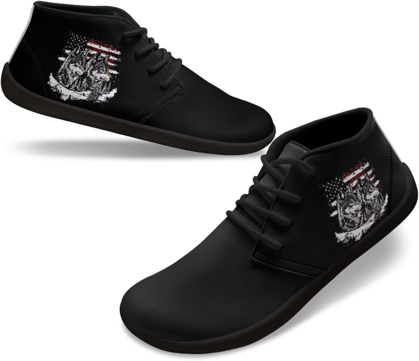 

Мужские кроссовки для ходьбы, походов, кемпинга с нулевым перепадом и противоскользящей подошвой Xixirimido, American Flag Wolf