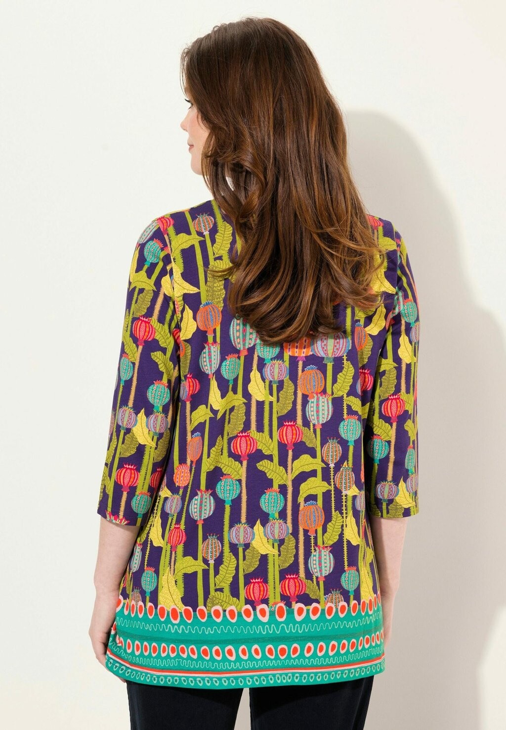 

Топ с длинными рукавами MIXED PRINT BLEND Ulla Popken, темно-синий