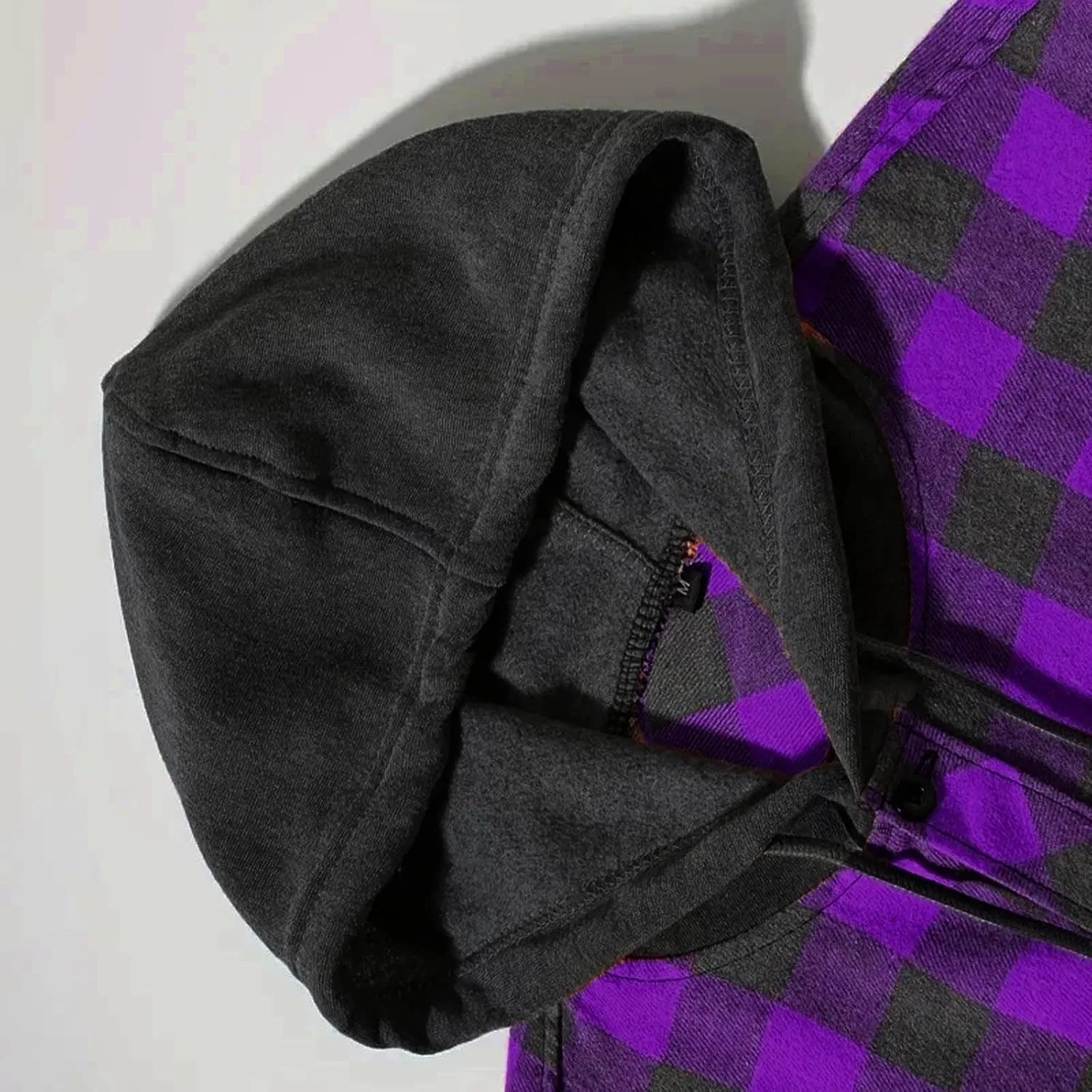 Мужская фланелевая толстовка-рубашка Casual Button Down Plaid Shirt, весенняя 2 в 1 толстовка, стильное пальто с карманами Generic, фиолетовый — фото 4
