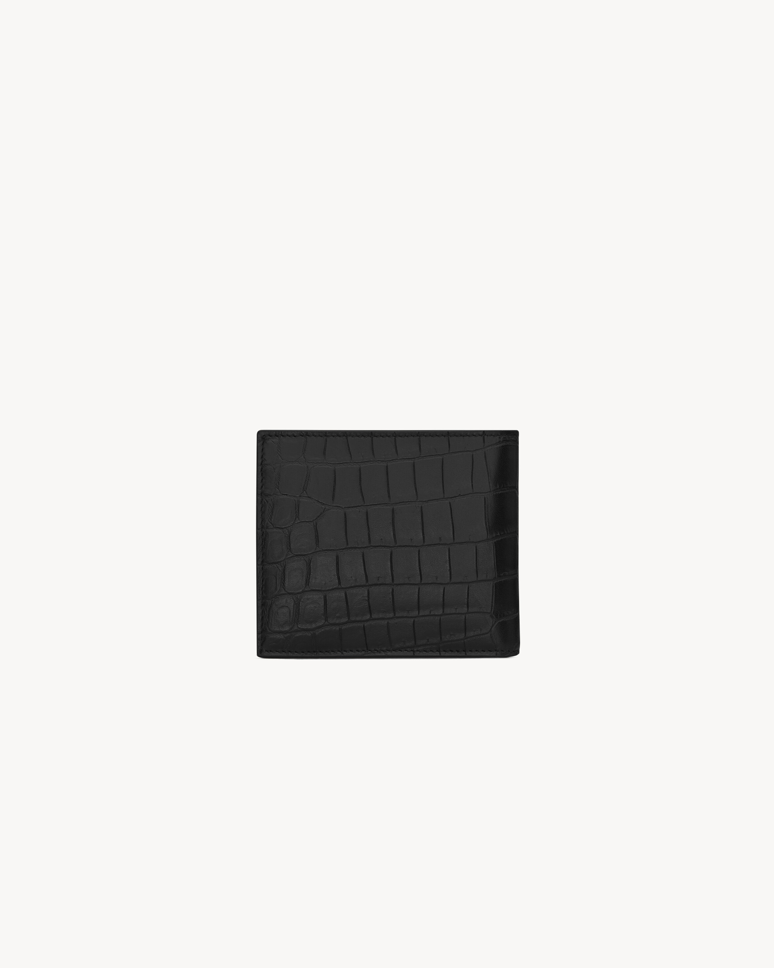 Кошелек SAINT LAURENT PARIS East/West с монетницей из кожи с тиснением под крокодила, черный — фото 2