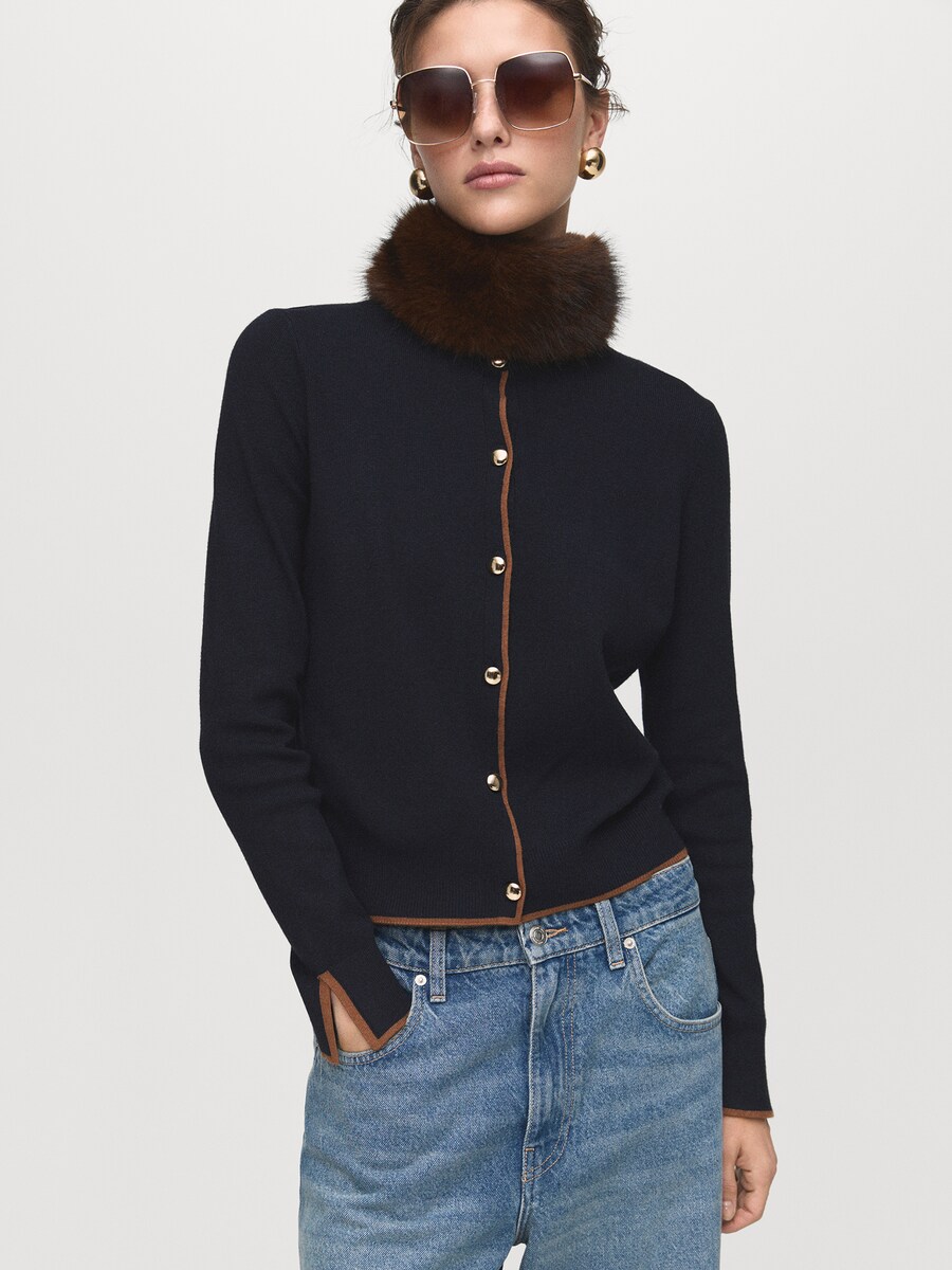 

Вязаный кардиган MANGO LUCCAPK, Navy