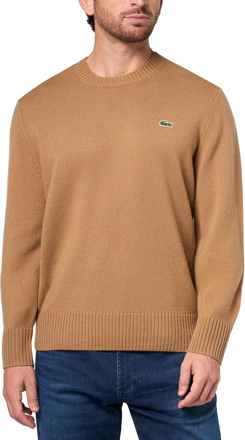 

Lacoste мужской кардочесаный шерстяной свитер с круглым вырезом, Datte Chine