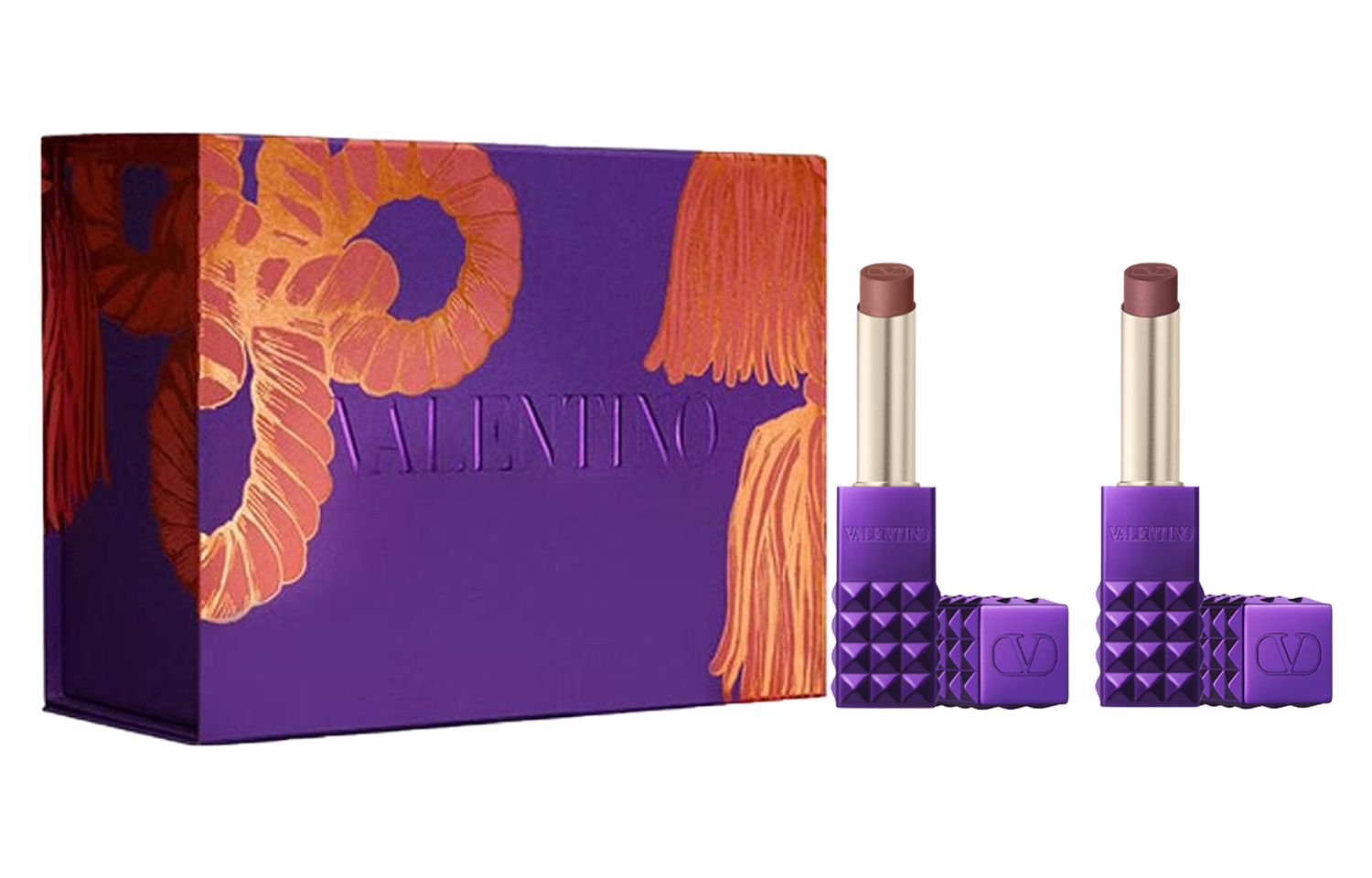 Valentino Пара помад Wilderness Purple Stud в подарочной коробке, матовая, натуральный оттенок, 2.3г+2.3г — фото 3