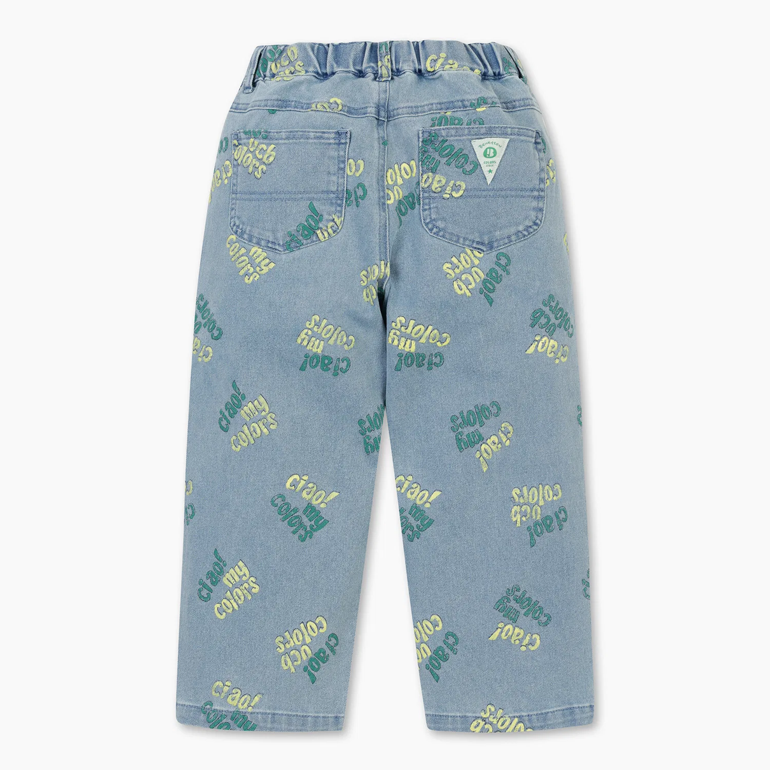 Детские джинсы Colors Lettering, синие, от Benetton Kids — фото 2