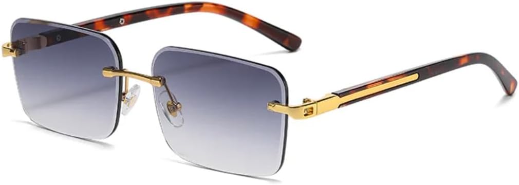 

Солнцезащитные очки с защитой UV400 | Металлическая оправа в стиле панк | Металлические петли | Для женщин и мужчин | Для занятий спортом на открытом воздухе и вождения DSVIGF, Gold-gray