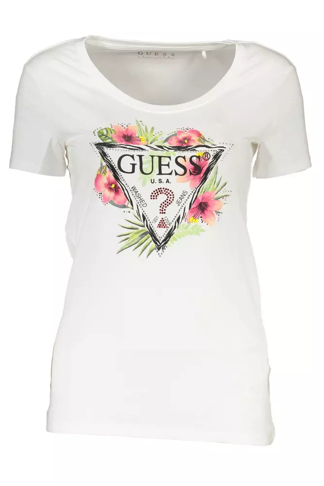 

Белый хлопковый женский топ Guess Shoes