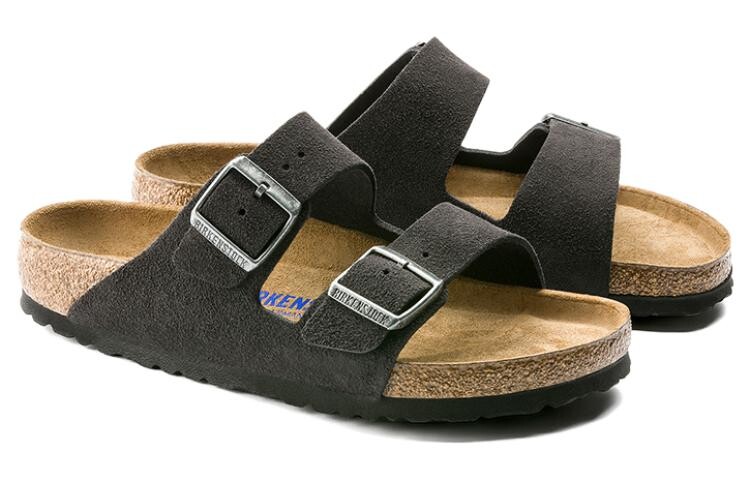 Шлепанцы Arizona Soft Footbed Suede Velvet Grey Birkenstock — фото 3