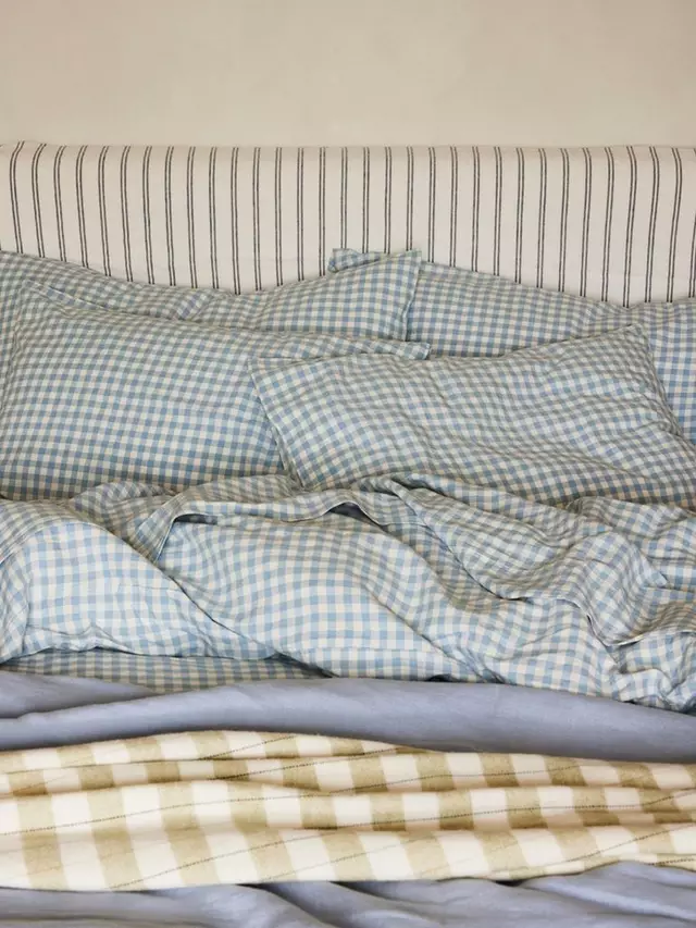

Постельное белье Piglet in Bed Gingham Linen Blend, цвет warm/blue