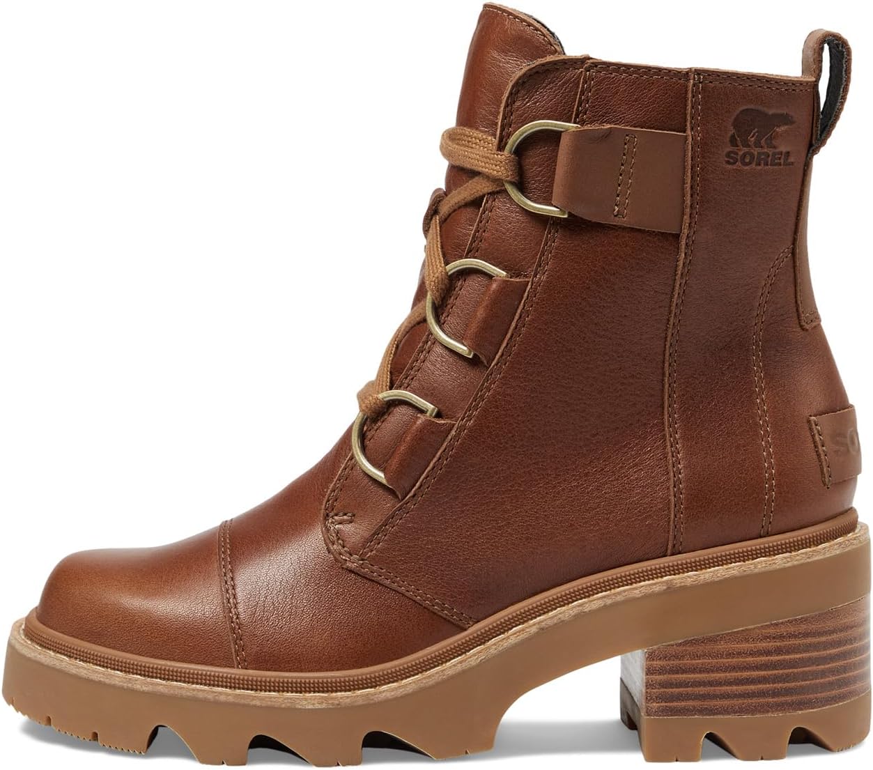 Ботинки женские SOREL Joan Now кожаные на блочном каблуке, коричневый — фото 4