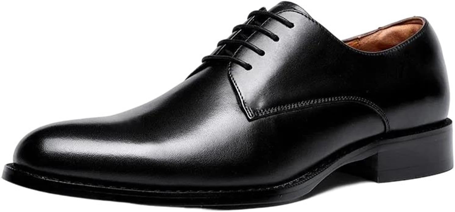 

Мужские классические туфли с простым носком, полусезонные, деловые, из кожи, на шнуровке, удобные, для официальной работы, повседневный стиль Generic, V01