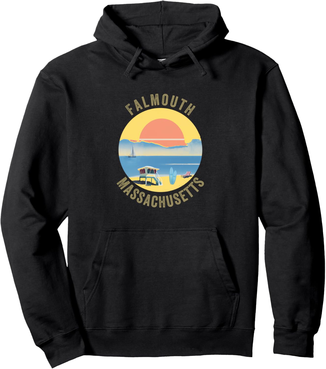 

Худи Фалмута в стиле ретро и винтаж, худи Фалмута Falmouth Retro Souvenir Apparel, черный