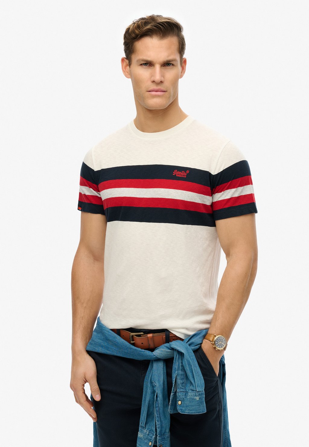 

Футболка с принтом ESSENTIALS STRIPE Superdry, белый