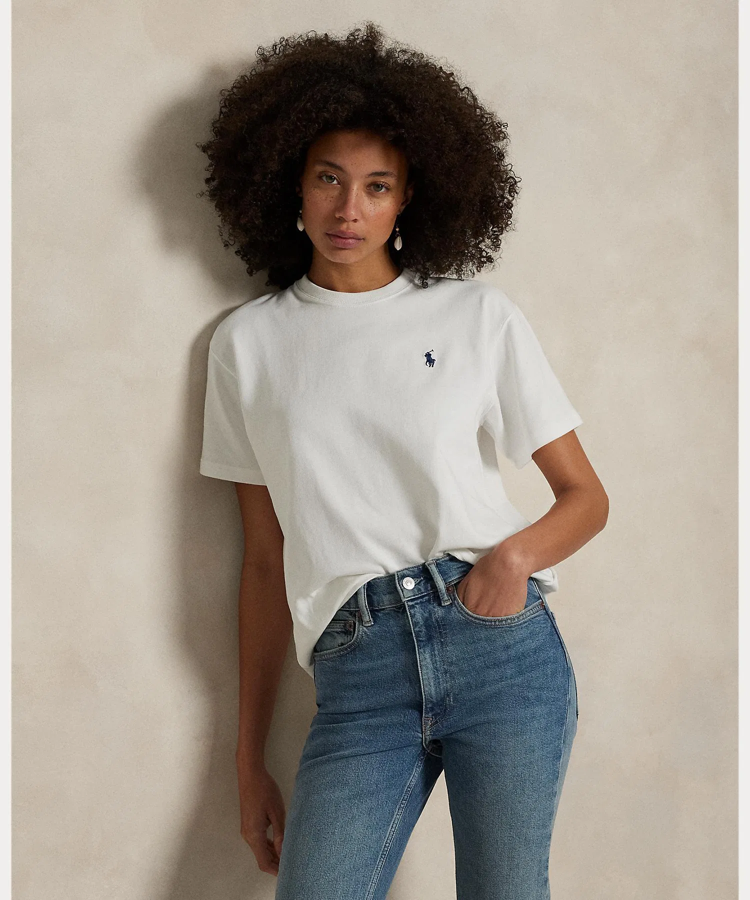 Женская футболка POLO RALPH LAUREN из хлопка с круглым вырезом белая